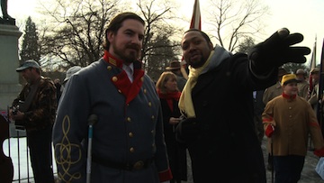 Shukree with Civil War re-enactor