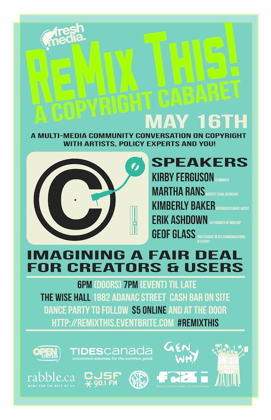 Fresh Media presents ReMix This, a night of community conversation, artists, storytellers, policy experts and you! Join us at 6 pm at the Wise Hall, 1882 Adanac Street,  and