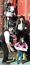 pasengers leaving the caboose