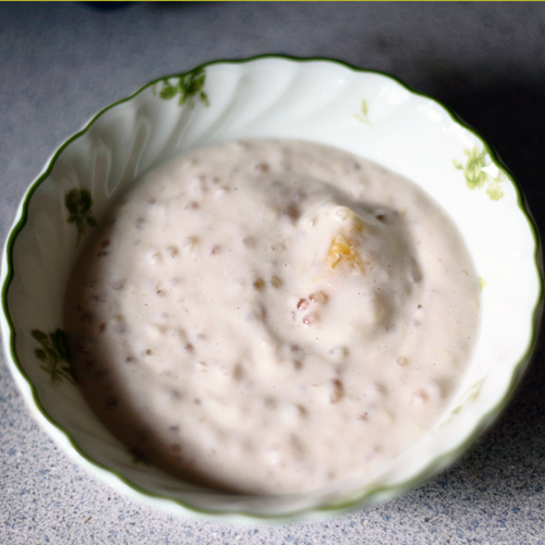 Rich coconut, tapioca, and banana dessert