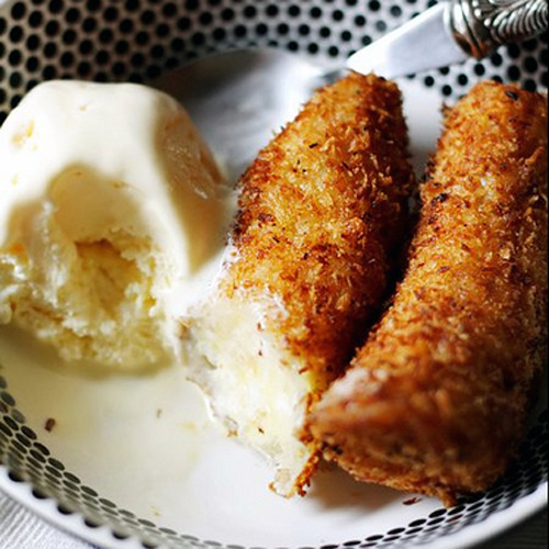 fried bananas & ice cream
