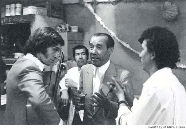 David Serva with Joselero in caseta de la Feria de Moron, 1973