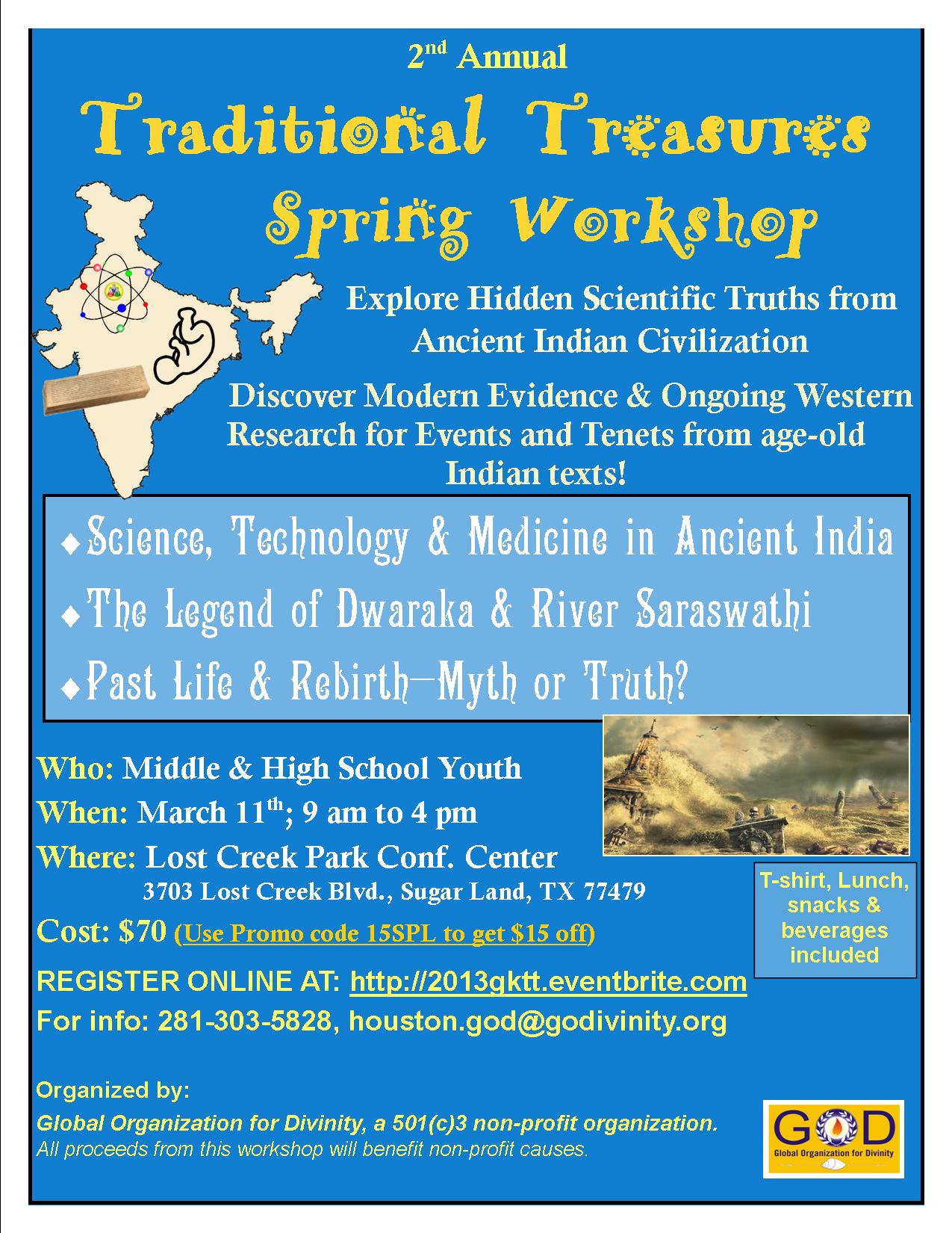 Traditional Treasures Spring Workshop Workshop on hidden scientific truths and modern contributions of ancient Indian civilization
