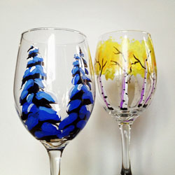 COLORADO TREES WINE GLASSES by Jesse Crock