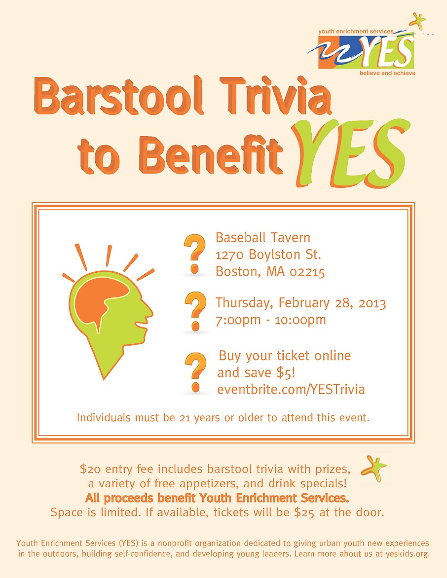 Barstool Trivia to Benefit YES Flyer