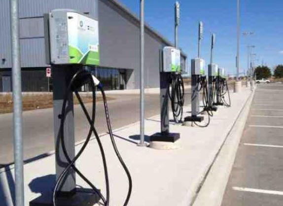 North Row of 5 EV Chargers at Arena
