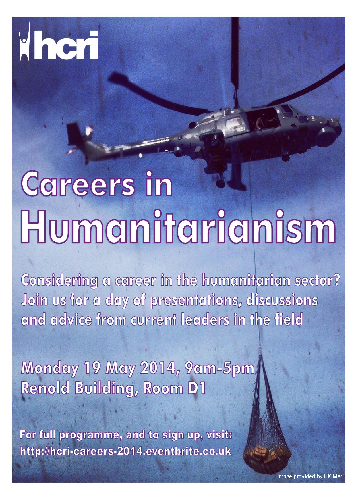 Careers in Humanitarianism Poster, 19 May 2014