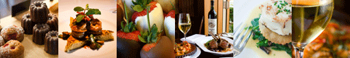food, wine collage