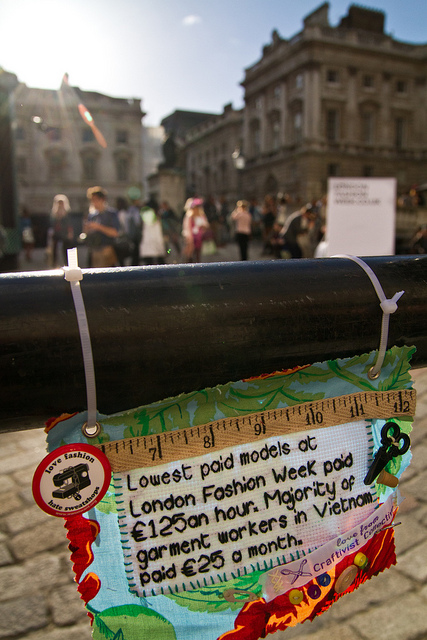 Mini Protest Banner in Somerset House, London for London Fashion Week September 2013