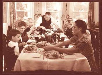 Thanksgiving Dinner - 1942 All at the Table