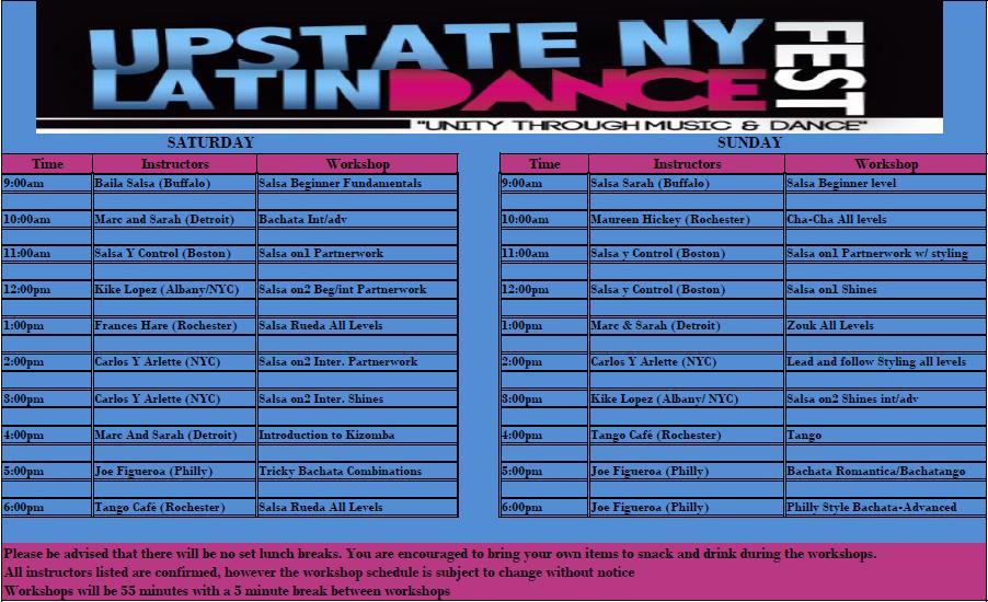 WORKSHOP SCHEDULE SCHEDULE