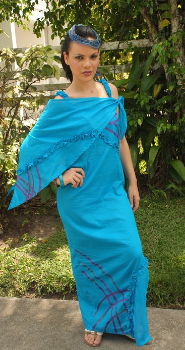 Turquoise handpainted dress