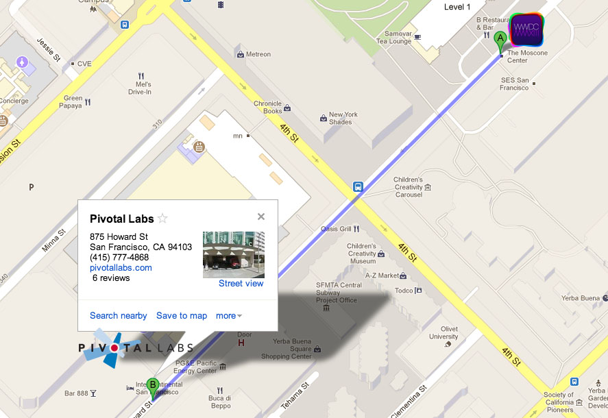 Directions from Moscone Center to Pivotal Labs
