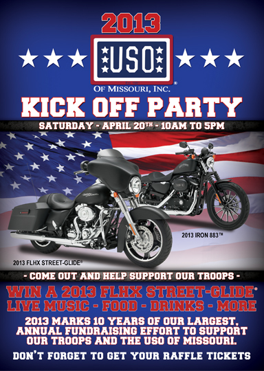 Raffle for a 2011 Harley-Davidson Street Glide Year of the USO Motorcycle Raffle