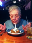 Dinner out with a decadent treat to make a birthday wish Elder makes a birthday wish on a decadent dessert