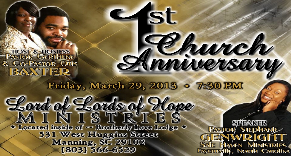 1st CHURCH ANNIVERSARY Tickets, Fri, Mar 29, 2013 at 7:30 PM | Eventbrite