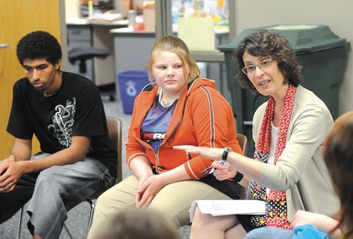 Nancy regularly meets with students on issues of bullying in schools.