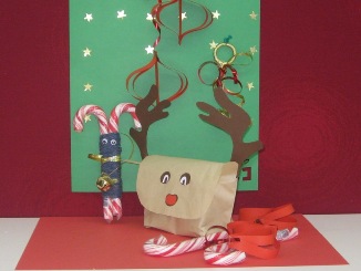 Candy Cane Reindeer, Reindeer bag and tree decorations