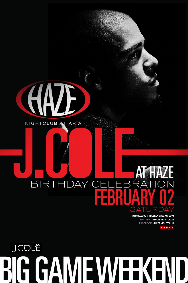 J. Cole Performs Live in Las Vegas at HAZE Nightclub Superbowl Weekend and Celebrates his Birthday
