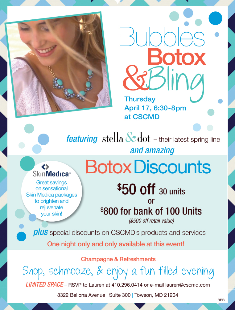 Bubbles, Botox, & Bling Tickets, Thu, Apr 17, 2014 at 6:30 PM | Eventbrite