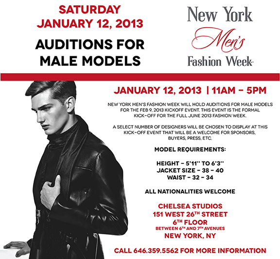 New York Men's Fashion Week Auditions for Male Models Tickets, Sat, Jan ...