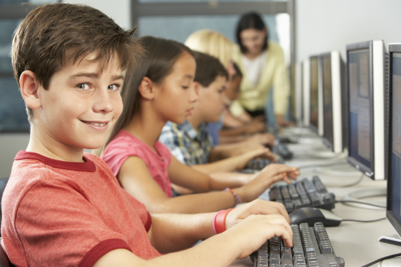 Children learning to type with Qwertynomics and Touch Typing 4 Life