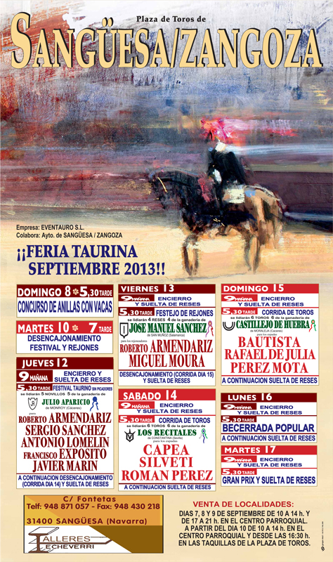 Cartel Feria Taurina de Sanguesa 2013