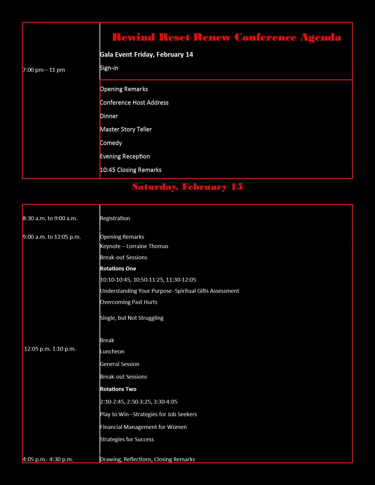Reset Conference Agenda