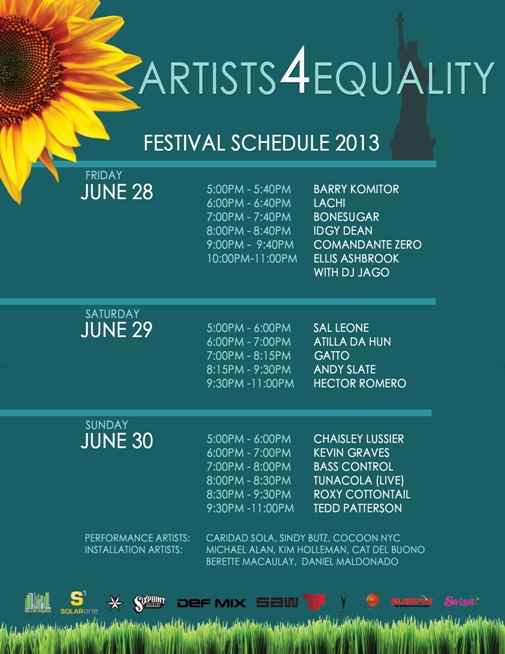 Artists4Equality Festival Schedule Artists4Equality Festival Schedule