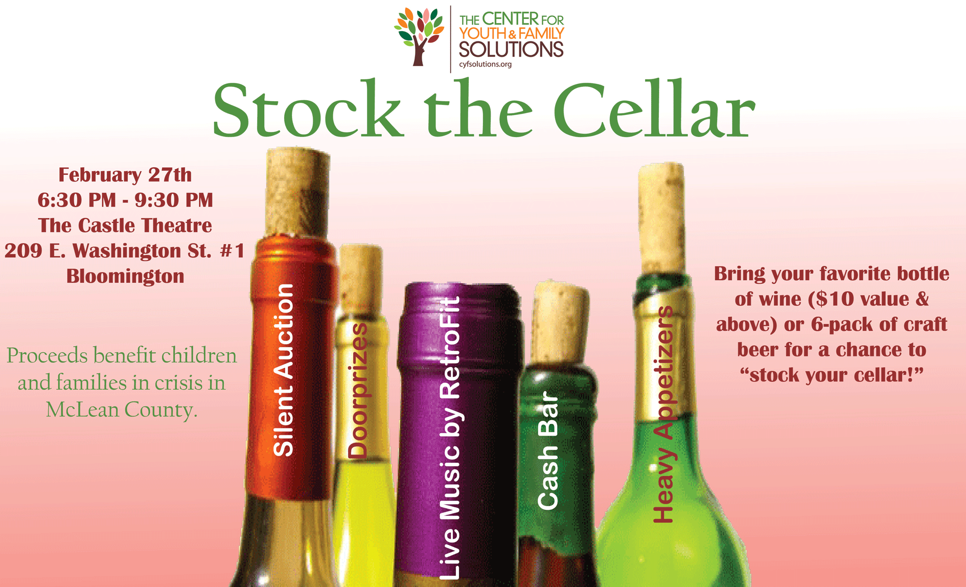 Stock the Cellar Stock the Cellar Flyer -wine bottles and text