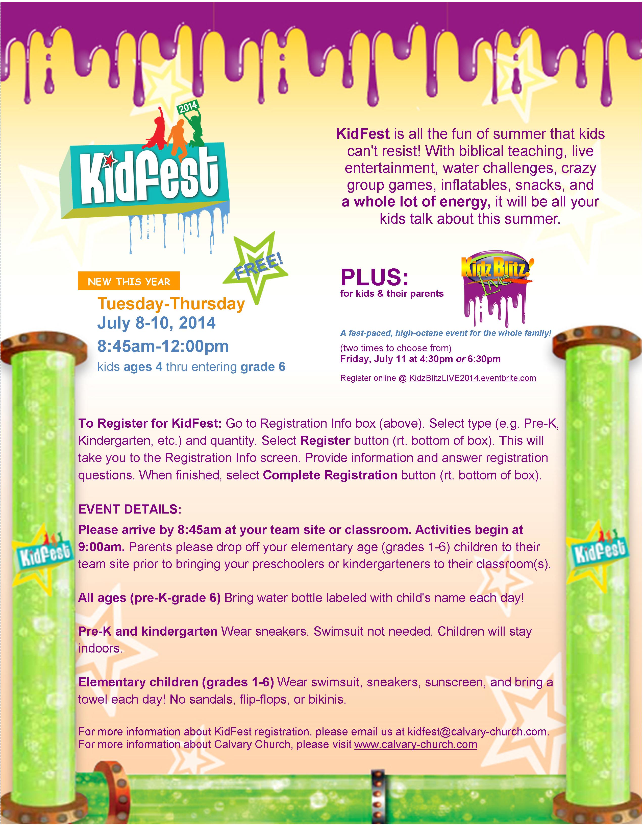 KidFest 2014 registration- event details
