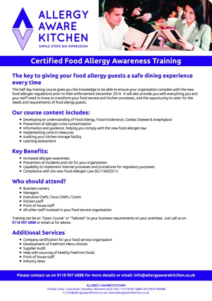 Food Allergy Awareness Training for Food Service (4.5hrs includes lunch ...