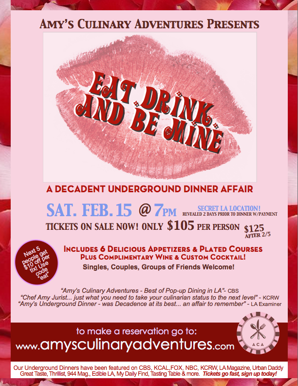 Eat Drink and Be Mine Decadent Underground Dinner Poster for Eat Drink and Be Mine Decadent Underground Dinner