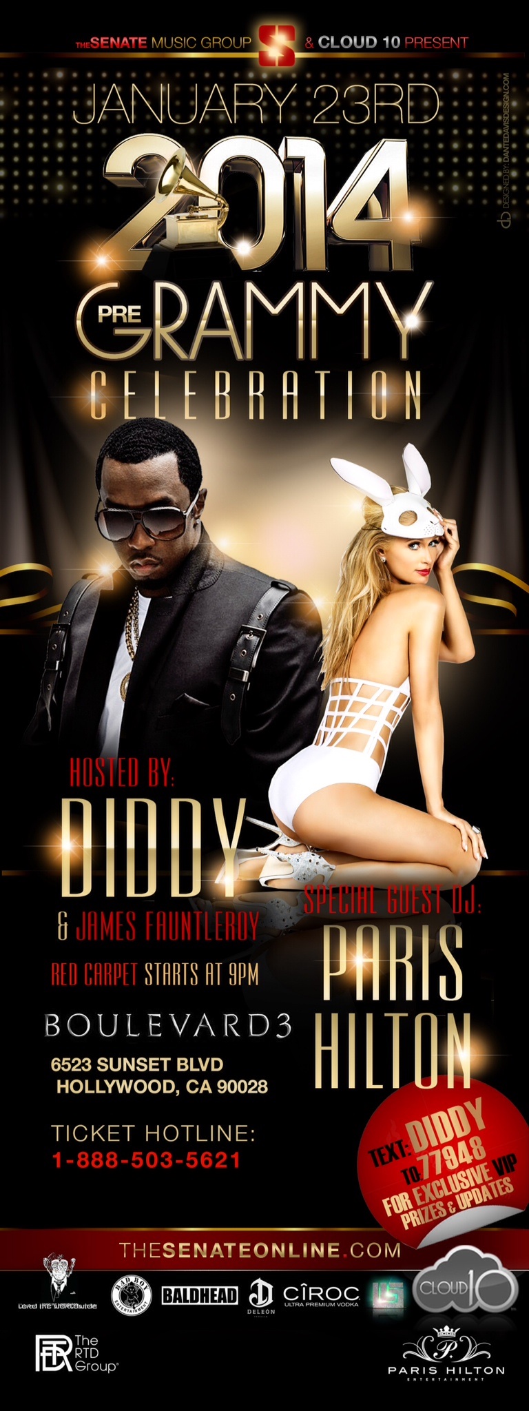 2014 Pre Grammy Party Hosted by Diddy with DJ Paris Hilton (Thursday, Jan 23)