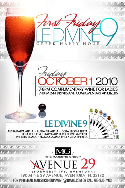 LE DIVINE NINE GREEK HAPPY HOUR Tickets, Fri, Oct 1, 2010 at 7:00 PM | Eventbrite