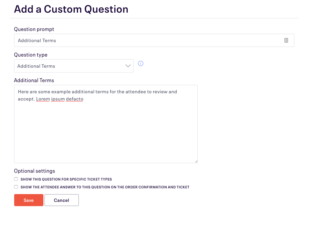 How To Include Additional Terms With Registration Eventbrite Help Center