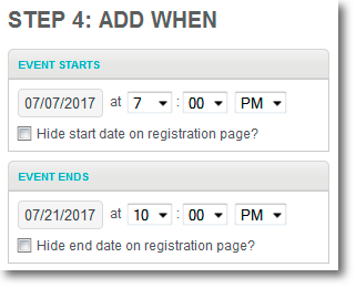Create an event page