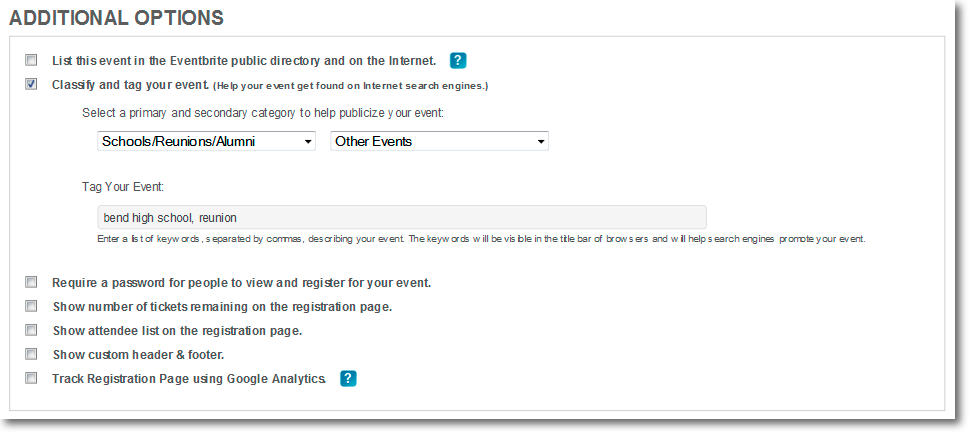 Create an event page