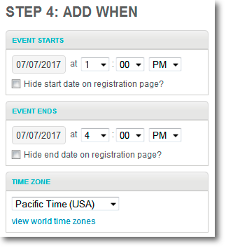 Create an event page
