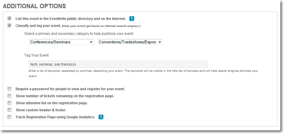 Create an event page